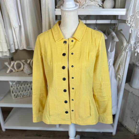Christopher & Banks Women's Size S Yellow Button Up Blazer Jacket #3511 - Picture 1 of 8